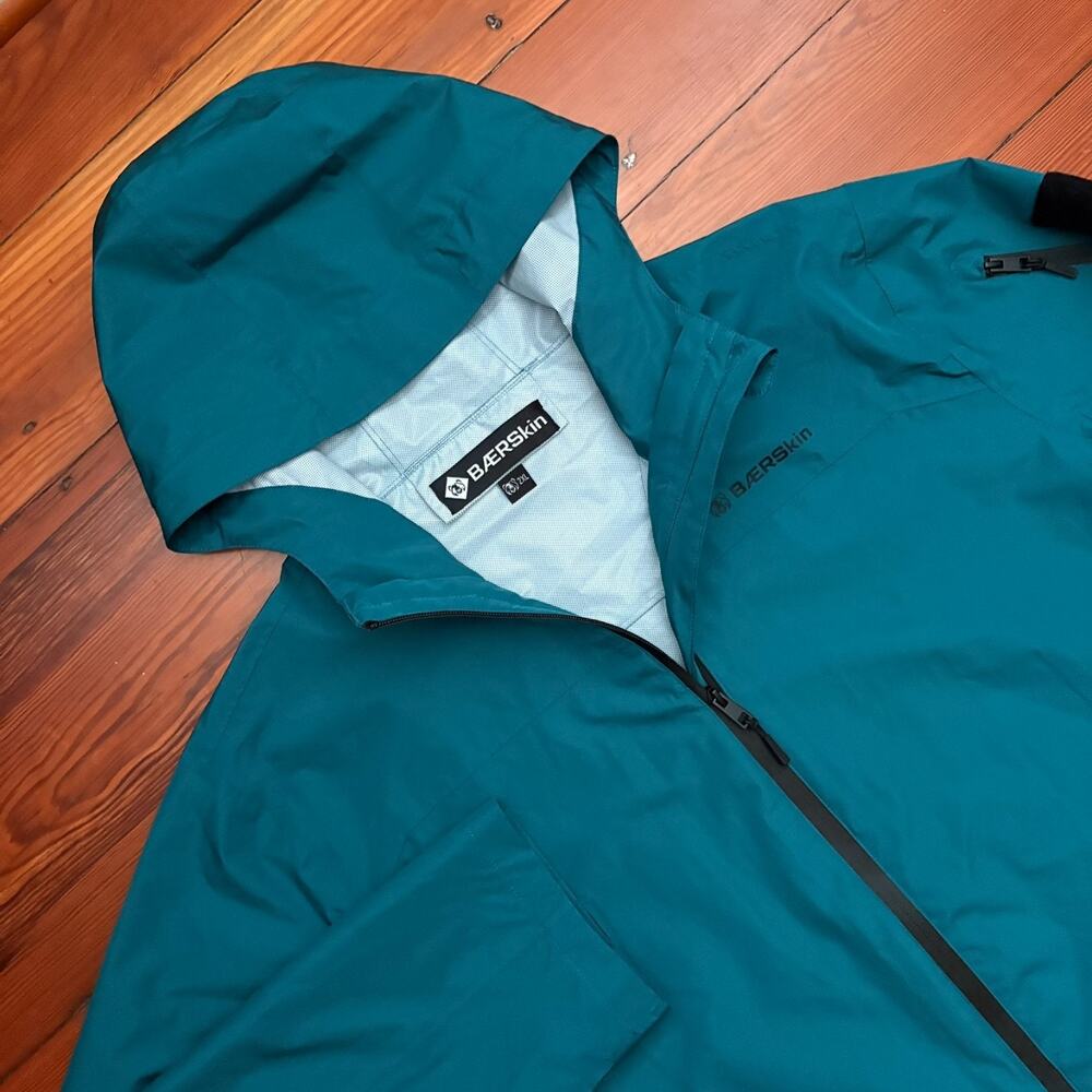 Baerskin Tactical Rain Jacket Men's Size 2XL Lighweight Hooded Shell Blue Teal